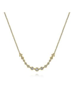 Gabriel & Co. 14K Yellow Gold Millgrain Bezel Set Diamond Curved Bar Necklace