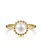 Gabriel & Co. 14K Yellow Gold Pearl Ring with Bujukan Beaded Halo