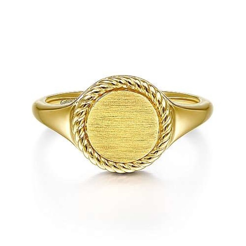 Gabriel & Co. 14K Yellow Gold Round Signet Ring with Twisted Rope Frame