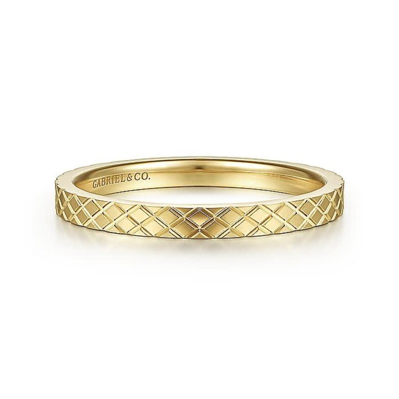 Gabriel & Co. 14K Yellow Gold Textured Checkered Stackable Ring