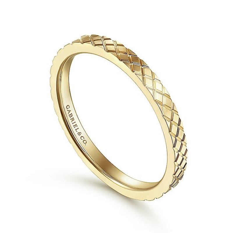 Gabriel & Co. 14K Yellow Gold Textured Checkered Stackable Ring