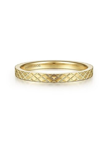 Gabriel & Co. 14K Yellow Gold Textured Checkered Stackable Ring