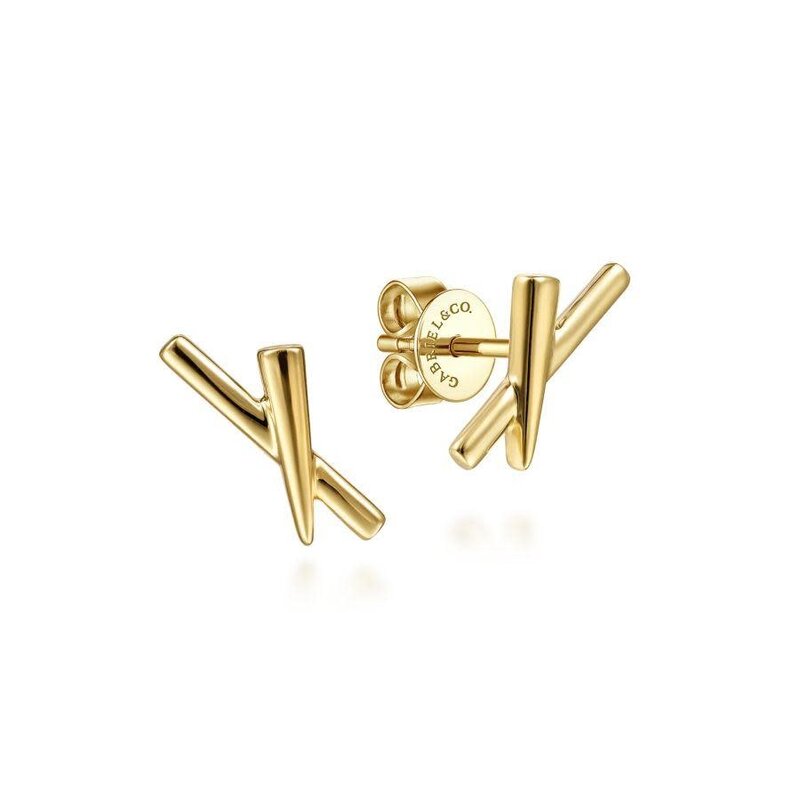 Gabriel & Co. 14K Yellow Gold "X" Studs