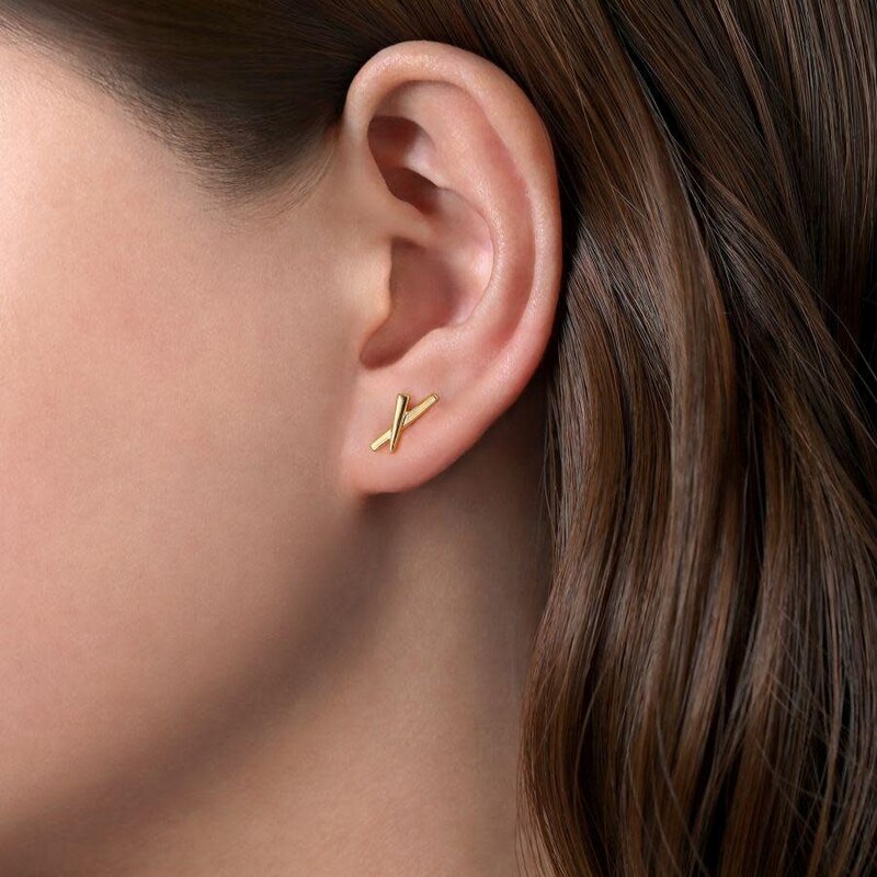 Gabriel & Co. 14K Yellow Gold "X" Studs