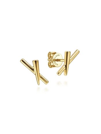 Gabriel & Co. 14K Yellow Gold "X" Studs