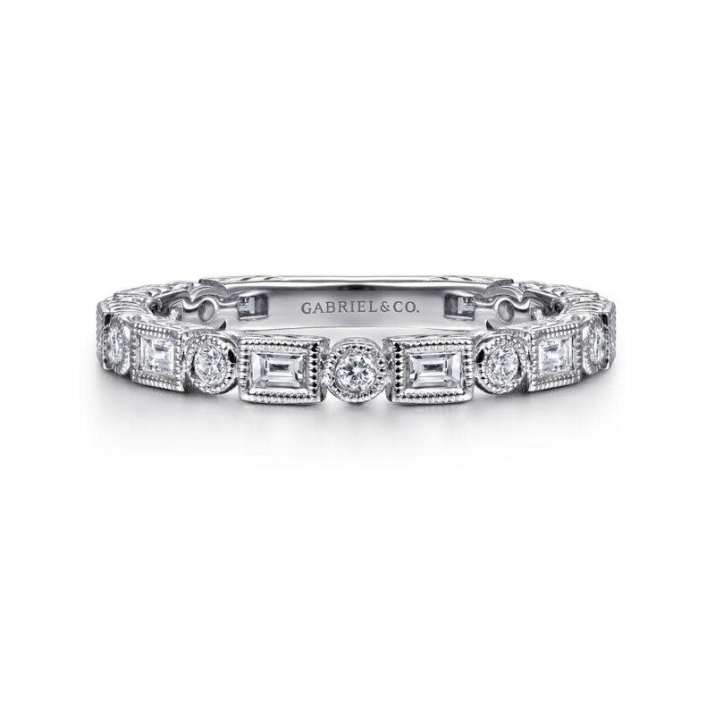 Gabriel & Co. 14kt White Gold Diamond Stackable Ring