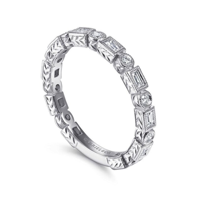 Gabriel & Co. 14kt White Gold Diamond Stackable Ring