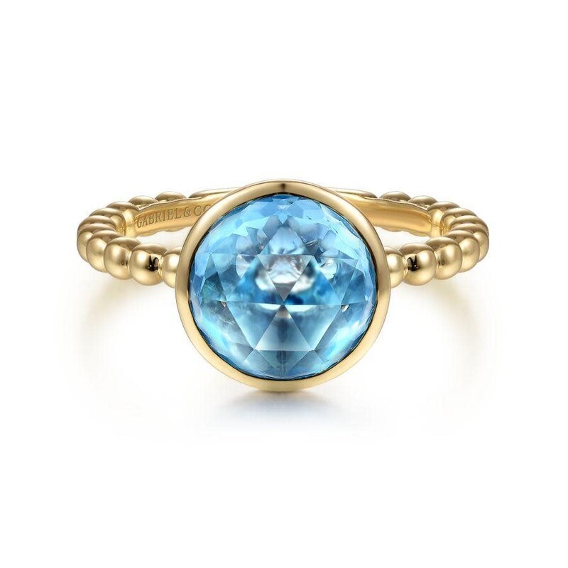 Gabriel & Co. 14kt Yellow Gold Blue Topaz Ring