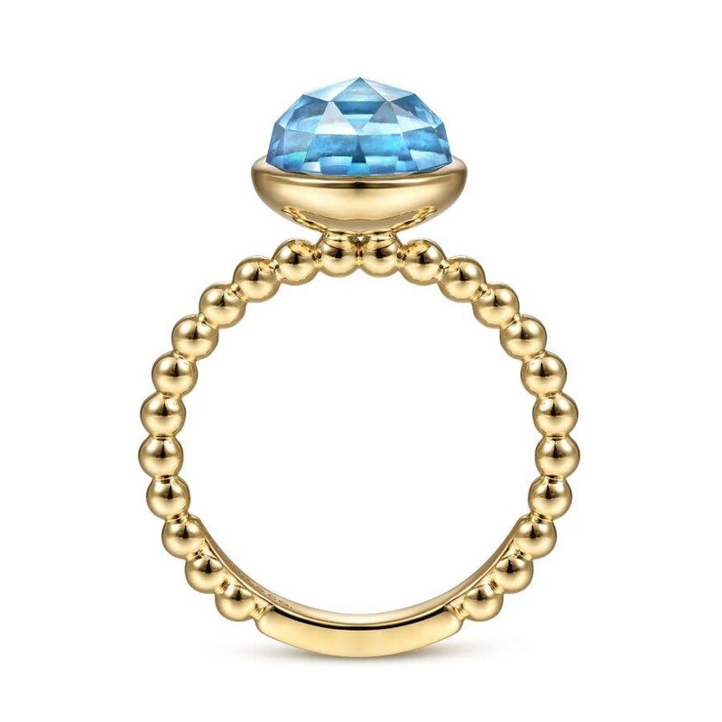 Gabriel & Co. 14kt Yellow Gold Blue Topaz Ring