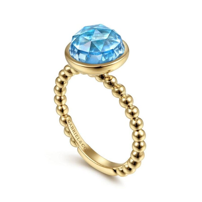 Gabriel & Co. 14kt Yellow Gold Blue Topaz Ring