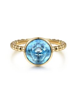 Gabriel & Co. 14kt Yellow Gold Blue Topaz Ring