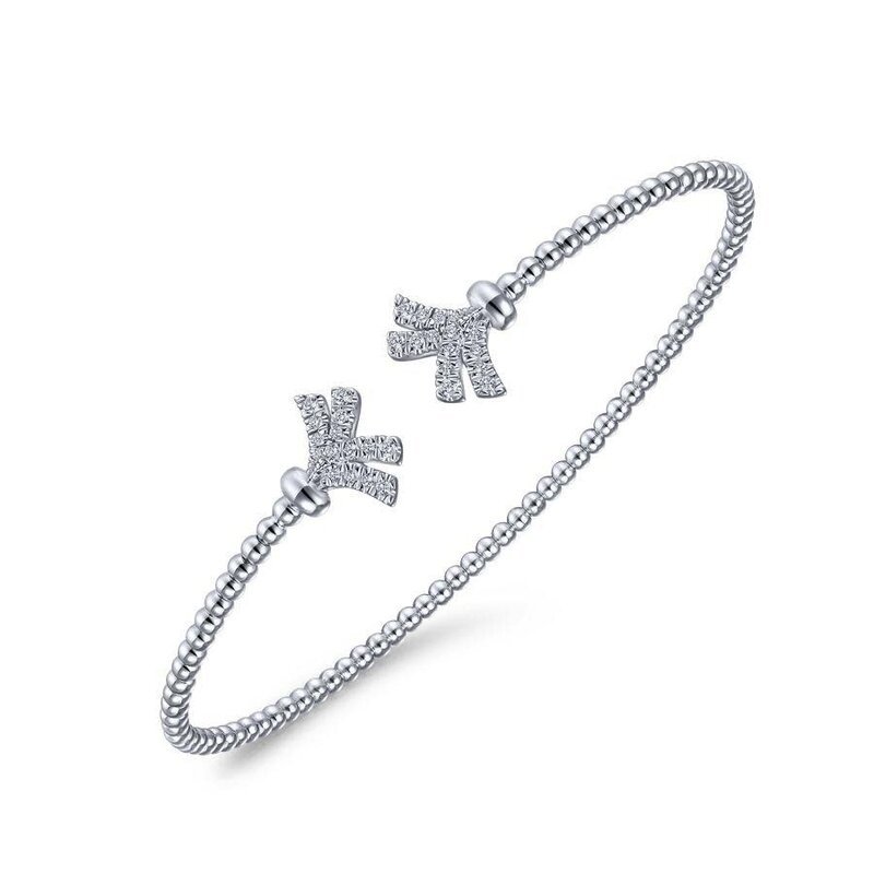 Gabriel & Co. Ladies Beaded Diamond Bangle Bracelet