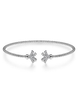 Gabriel & Co. Ladies Beaded Diamond Bangle Bracelet