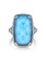 Gabriel & Co. Sterling Silver Rock Crystal Turquoise Long Cushion Cut Ring