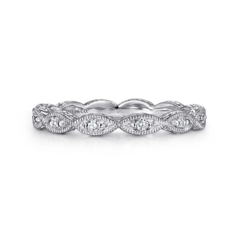 Gabriel & Co. White Gold Marquise Stack band