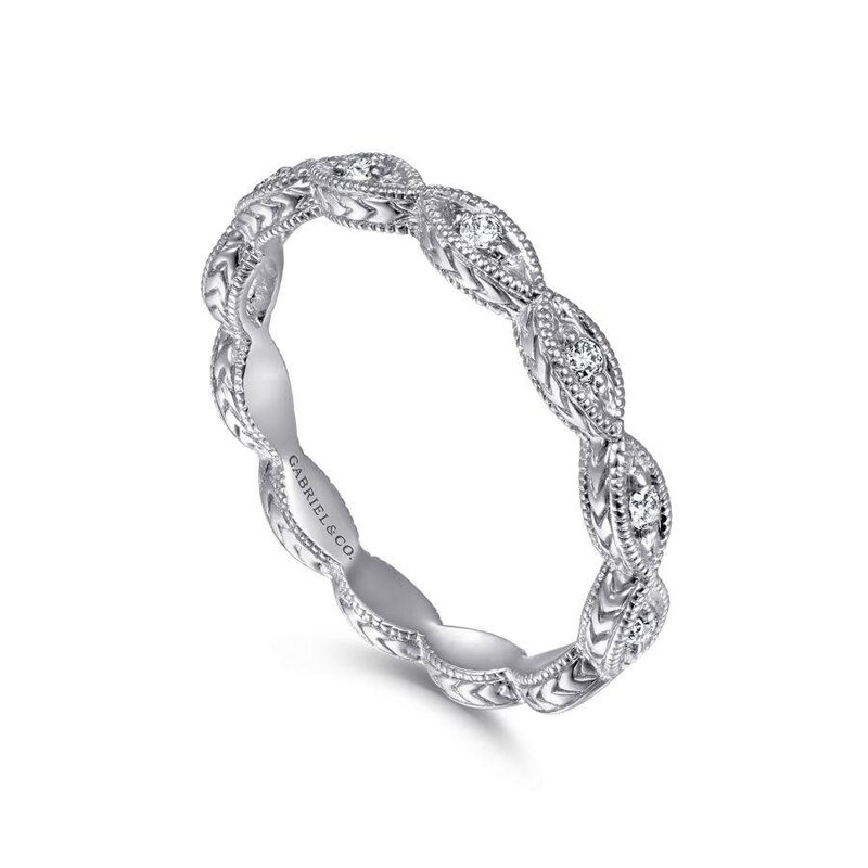 Gabriel & Co. White Gold Marquise Stack band