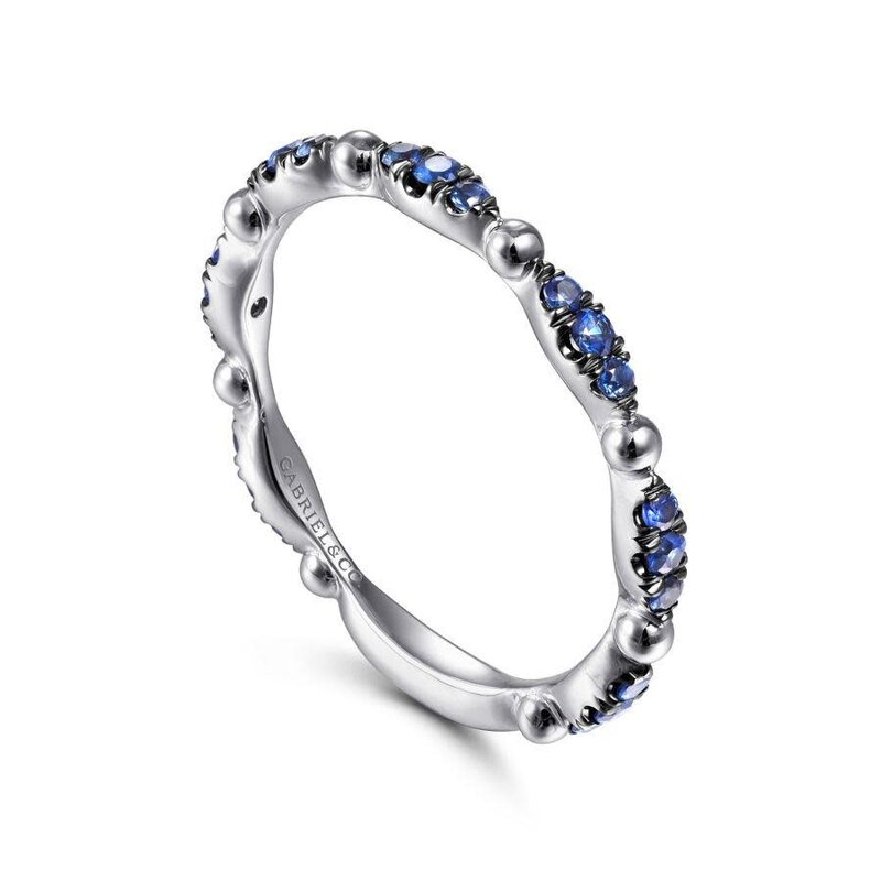 Gabriel & Co. White Gold Sapphire Stack Band