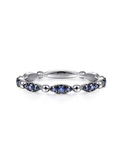 Gabriel & Co. White Gold Sapphire Stack Band