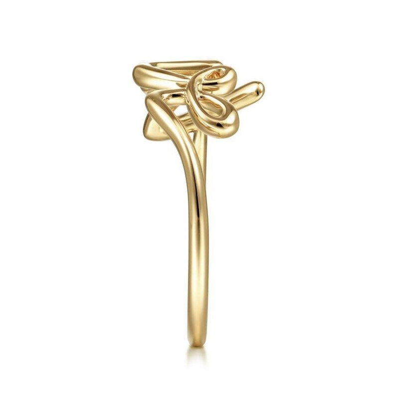 Gabriel & Co. Yellow Gold Love Script Ring