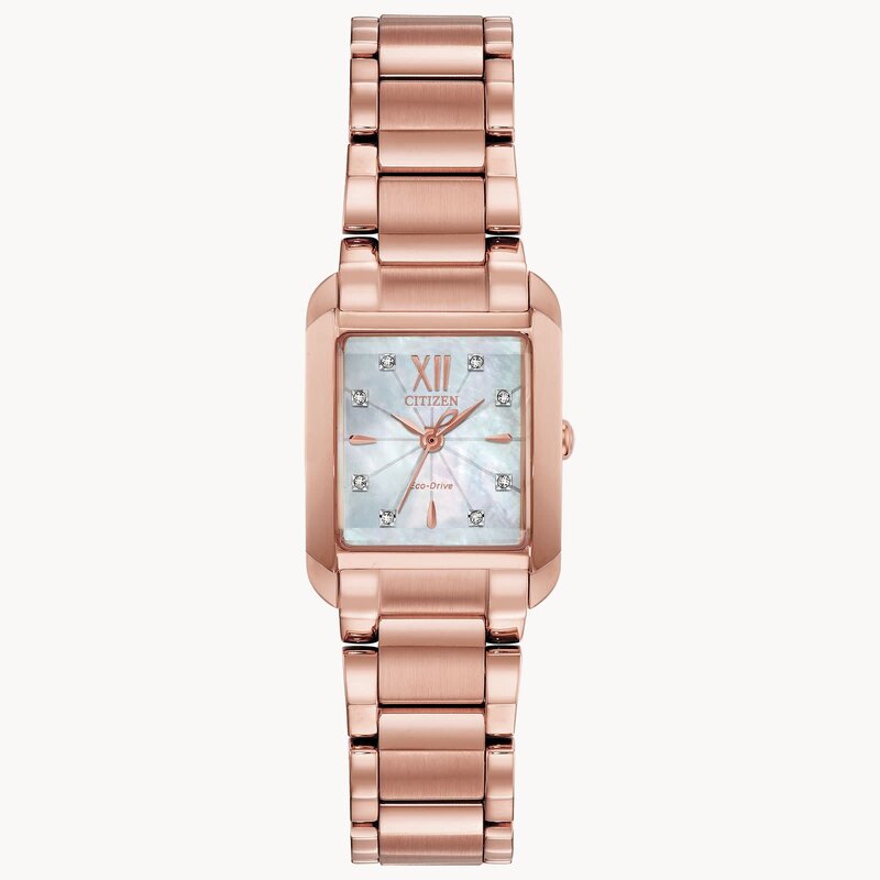 Ladies Rose Gold Citizen L Eco Drive Watch with Genuine Diamonds