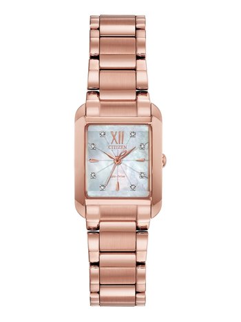 Ladies Rose Gold Citizen L Eco Drive Watch with Genuine Diamonds