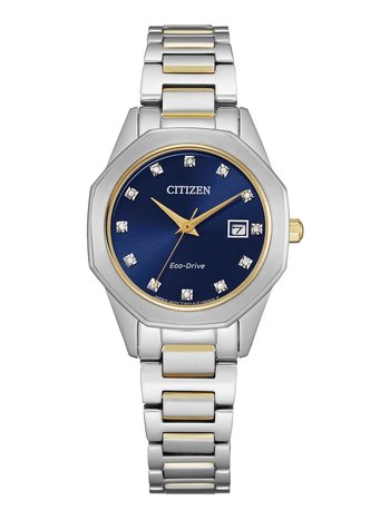 Ladies Two Tone Citizen Corso Eco Drive Watch with Genuine Diamonds