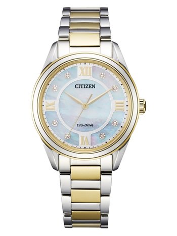 Ladies Two Tone Citizen Fiore Eco Drive Watch with Genuine Diamonds