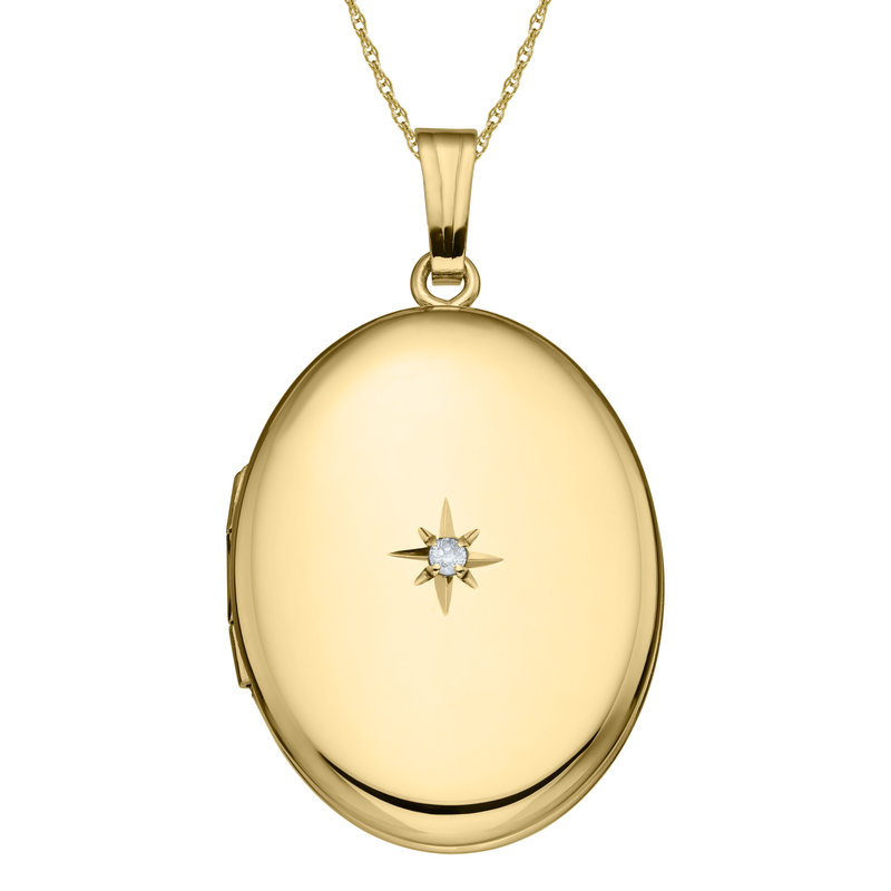 MARATHON 14K Gold Filled Diamond Oval Locket