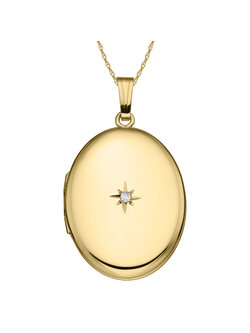 MARATHON 14K Gold Filled Diamond Oval Locket