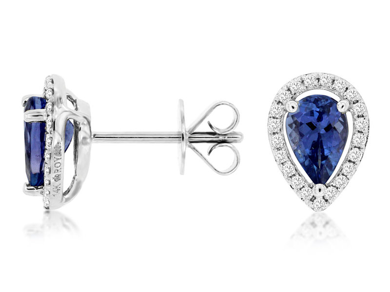 Pear Tanzanite and Diamond Stud Earrings