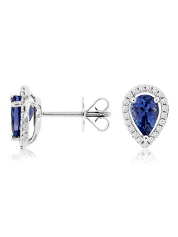 Pear Tanzanite and Diamond Stud Earrings