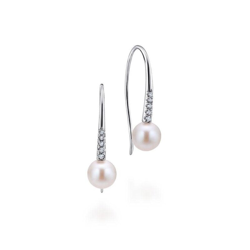 Pearl & Diamond Drop Earrings