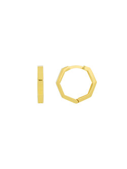 Polished Hexagon Huggie Earrings