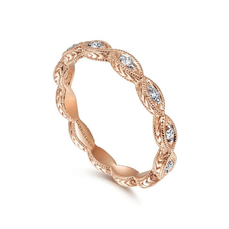 Rose Gold Marquise Shaped Diamond Stackable Ring