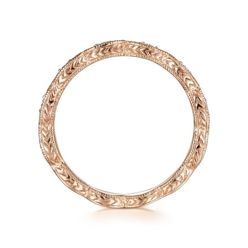 Rose Gold Marquise Shaped Diamond Stackable Ring