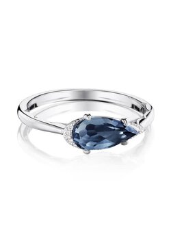 Solitaire Pear-Shaped Ring with London Blue Topaz