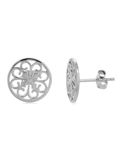 Southern Gates Jewelry Sterling Round Gate Stud Earrings