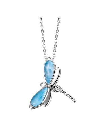 Sterling Larimar Dragonfly Necklace