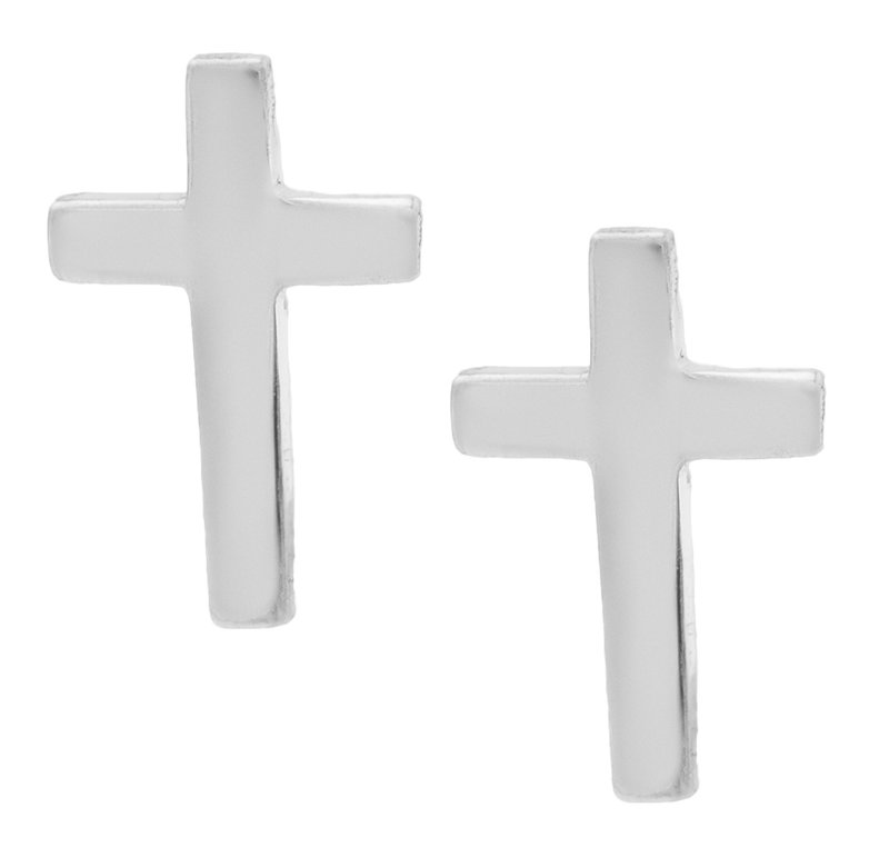 Sterling Silver Baby Cross Stud Earrings