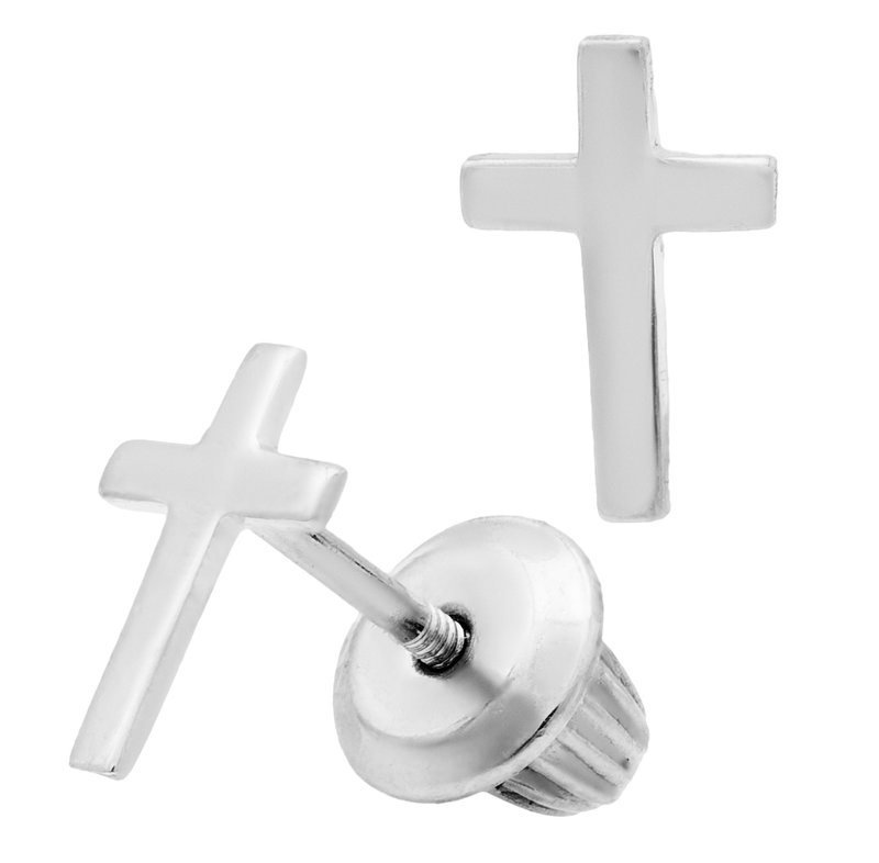 Sterling Silver Baby Cross Stud Earrings