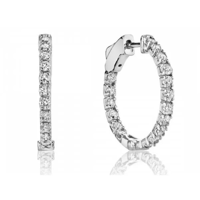 White Gold 1.00ctw Inside Out Diamond Hoops