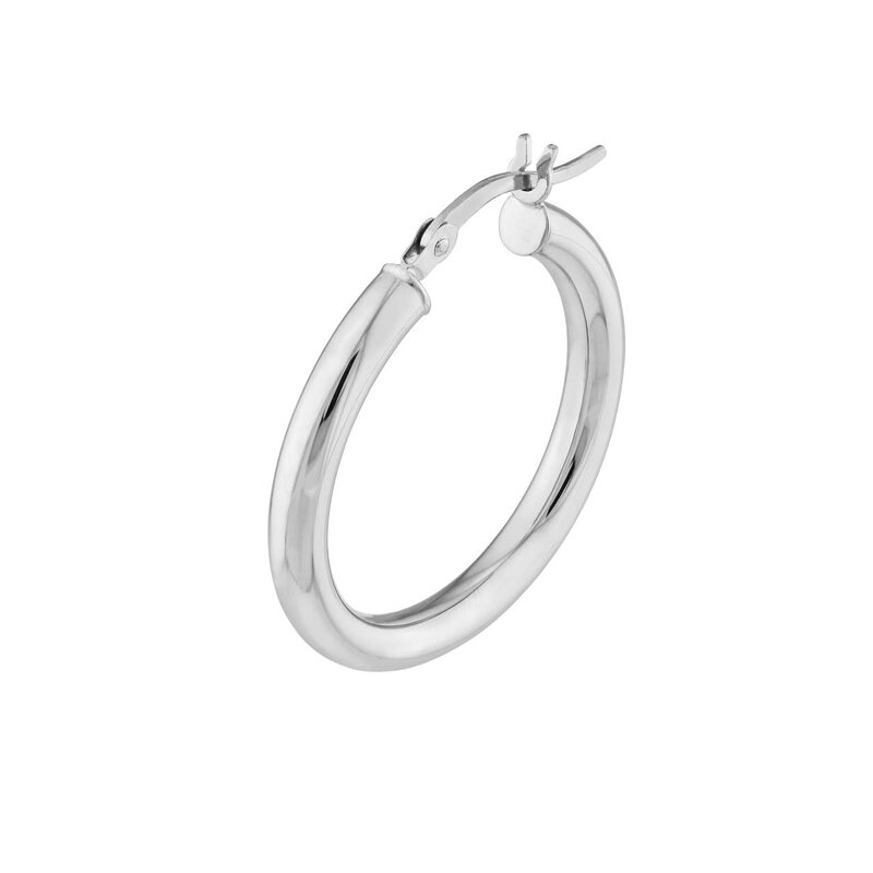 White Gold 3x30mm Hoop Earrings