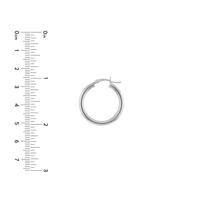 White Gold 3x30mm Hoop Earrings