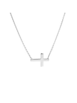 White Gold Mini Sideways Cross Necklace