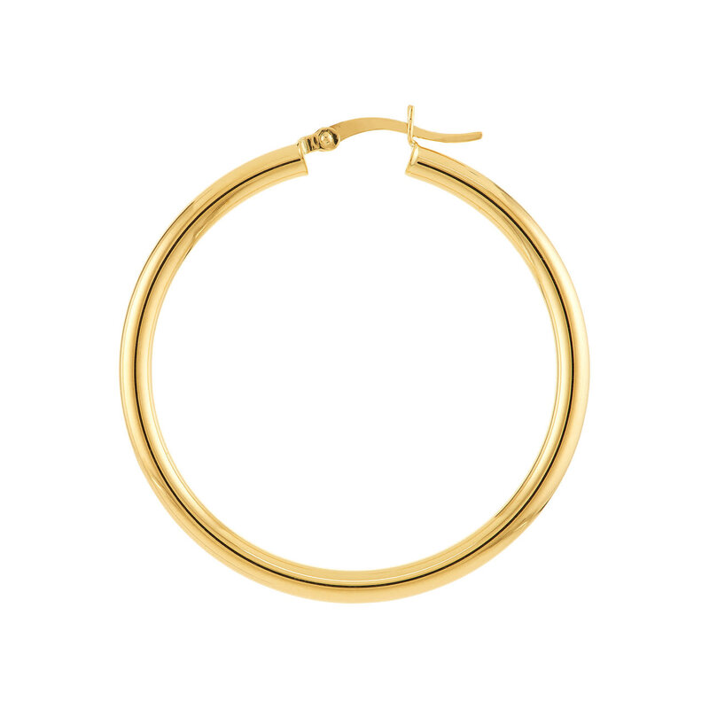 Yellow Gold 3mm x 40mm Polished Hoop Earrings