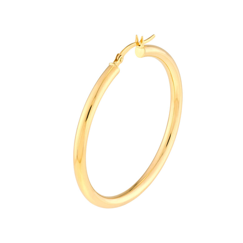 Yellow Gold 3mm x 40mm Polished Hoop Earrings