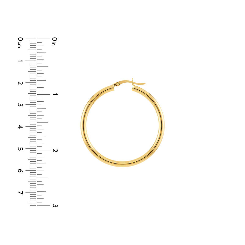 Yellow Gold 3mm x 40mm Polished Hoop Earrings