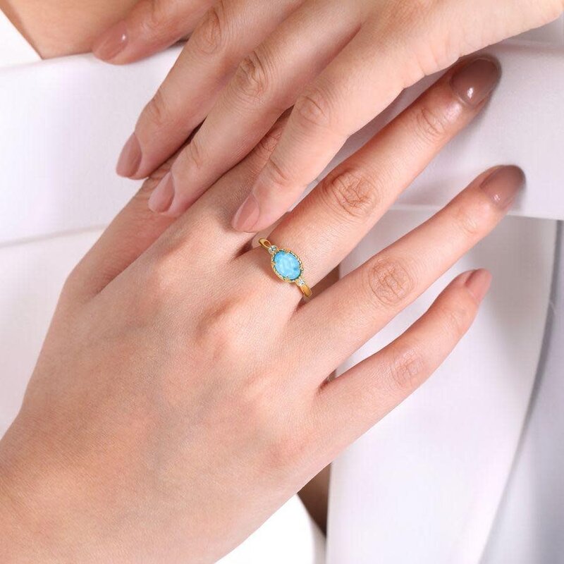 Yellow Gold Turquoise Ring