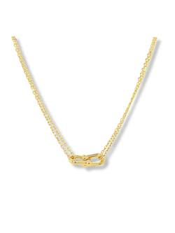 10K Yellow Gold Double Strand Link Necklace