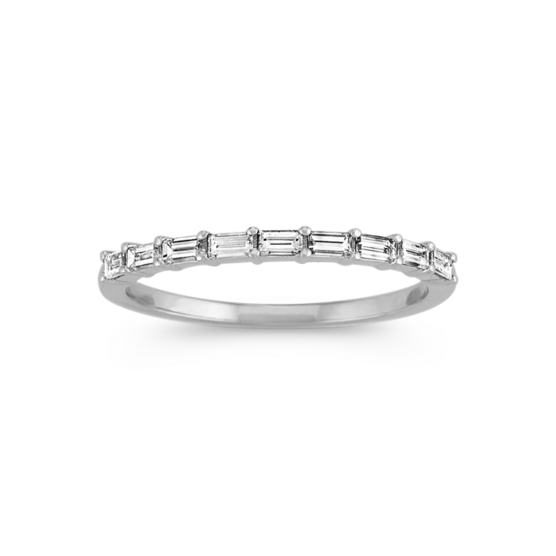 14K White Gold Baguette Diamond Band